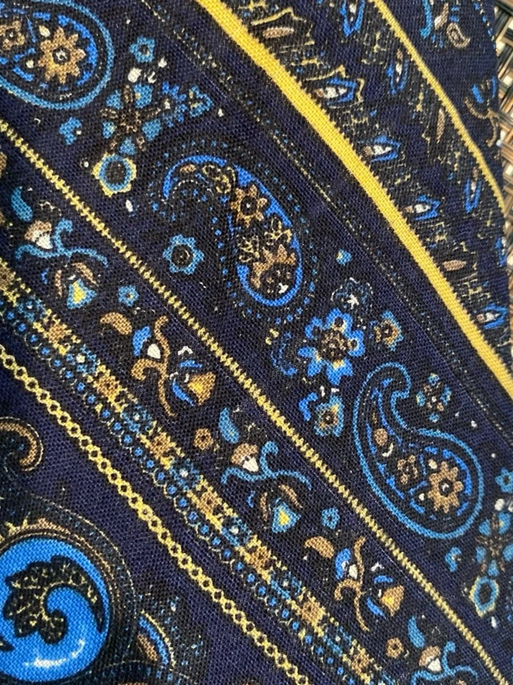 Resilio Men’s Navy Paisley Wool Tie with Blue and Gold Accents